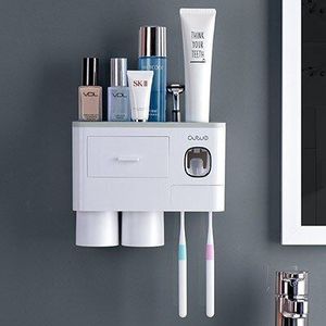 Magnetische Tandenborstel Houder Automatische Tandpasta Dispenser Met Cup Wall Mount Toiletartikelen Magazijnstelling Badkamer Accessoires Set