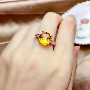 Meibapj Vuurwerk Natuurlijke Citrien Sieraden Set 925 Zilveren Ketting Ring Tweedelige Suite Bruiloft Sieraden Voor Vrouwen