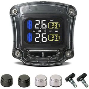M3-B Draadloze Motorfiets TPMS Real Time Bandenspanningscontrolesysteem Universele 2 Externe Interne Sensoren LCD Display