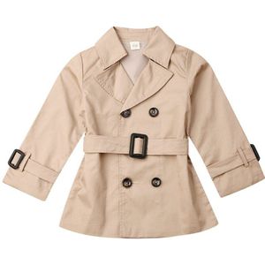 Mode Peuter Kinderen Meisjes Trenchcoat Herfst Jas Windjack Kinderen Knop Riem Bovenkleding Jassen Kids School Wear