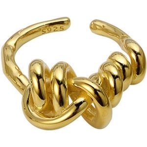 Silvology 925 Sterling Zilver Onregelmatige Touw Knoop Ringen Twijn Weave Lagen Dikke Japan Korea Ringen Voor Vrouwen Modieuze Sieraden