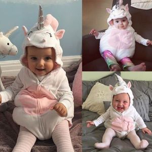 Emmababy Schattige Eenhoorn Kostuum Pasgeboren Baby Meisjes Romper Jumpsuit Jumper Outfits Hooded Kleding leuke