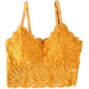 Vrouwen Spaghettibandjes Sexy Bralette Sheer Lace Draadloze Ondergoed Camis Vest X7YA