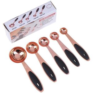 Maatbeker/Lepel Rvs Plated Koper Rose Goud Bakken Bartending Koken Gereedschap Keuken Accessoires 5Pcs