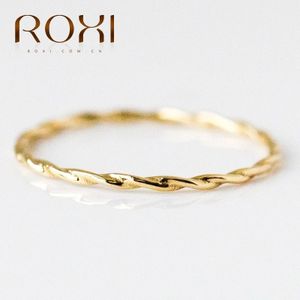 Roxi Mode Geweven Twist Ringen Voor Vrouwen Minimalisme Anillos Wedding Ring 925 Sterling Zilveren Bague Ronde Zilver 925 Sieraden