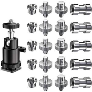 Camera Schroef, 21 Pcs 1/4 Inch 3/8 Inch Converter Schroefdraad Schroeven 1/4 Inch Shoe Adapter Mount Camera Balhoofd set Camera/Reis