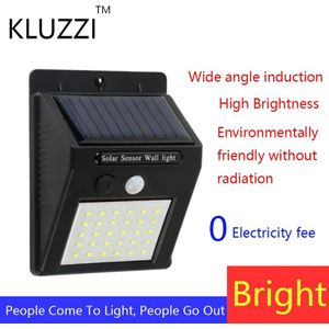 Kluzzi IP65 Inductie Draadloze Waterdichte Motion Sensor Solar Wandlamp 20 30 Led Solar Sensor Wandlampen Voor Outdoor Muur