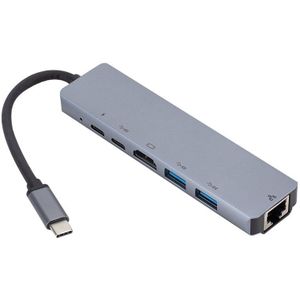 6 In 1 Usb Hub USB3.1 Type-C Naar Hdmi RJ45 6-In-1 Usb Hub Docking station Host Usb-C Poort Expander Voor Nintendo