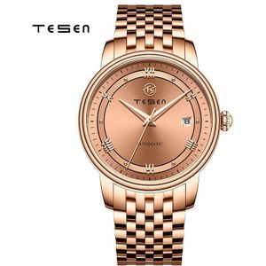 Tesen Luxe Top Mannen Automatische Horloges Automatische Mechanische 50M Waterdicht Casual Zaken Stainless Steel Horloge