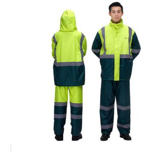 Reflecterende Sanitaire Pak Set Mannen Verkeer Waarschuwing Veiligheid Bescherming Pvc Sanitaire Voorzieningen Werknemer Reflecterende Regenjas