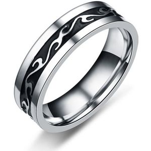 EKUSTYEE Europese Amerikaanse Stijl Retro Rvs Dragon Tattoo mannen Ring Voor Mannen Zilver Zwart Kleur punk Ringen