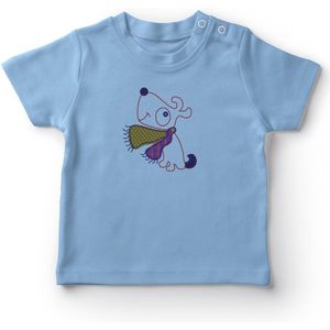Angemiel Baby Zoete Paardenhaar Hond Baby Boy T-shirt Blauw