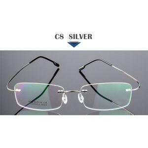 SUMONDY Randloze Titanium Legering Glazen Frame Mannen Vrouwen Vierkante Gewoon Glas Bril Taaiheid Recept Brillen Frames UF60