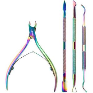 Huidtang Ingegroeide Nagel Kit Cuticle Pusher Driehoek Gel Nagellak Remover Nail Cleaner Tool Vork Nagelvijl Lifter