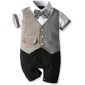 Pasgeboren Baby Jongens Bodysuit Zomer Gentleman Peuter Jumpsuit 6-18 M Baby Jongens Katoen Korte Mouwen Jumpsuit Baby body Kleding