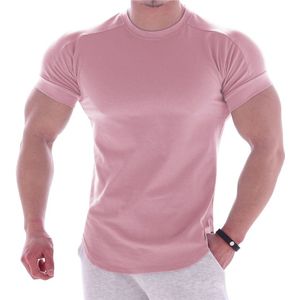 Slim Fit Tees Mannen Patchwork Sportscholen T-shirts Compressie Shirt Tops Bodybuilding Fitness Korte Mouw T-shirt