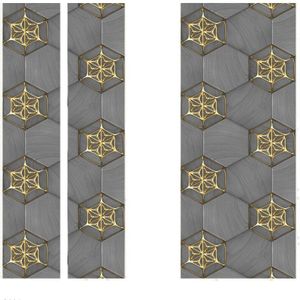 3D Muur Deur Sticker Moderne Stereo Gouden Abstract Geometrische Behang Woonkamer Studie Deur Decal Pvc Zelfklevende 3D sticker