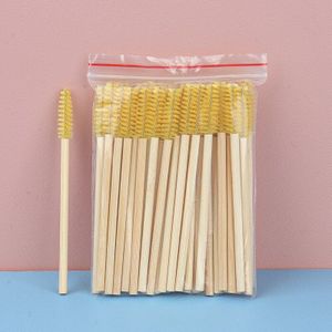 50 Stuks Bamboe Handvat Wimperborstels Wegwerp Wenkbrauw Borstel Wimper Extension Mascara Wands Applicator Vrouwen Makeup Tools