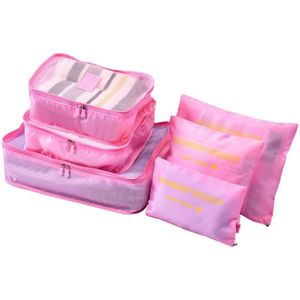 6 Sets Verpakking Cubes Nylon Waterbestendig Compressie Outdoor Reizen Bagage Organizer Tassen Voor Kleding Schoenen Make-Up