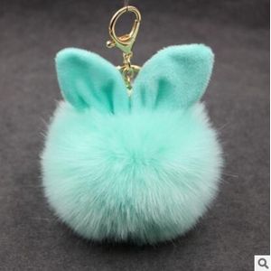 Pluizige Faux Konijn Oor Haarbal Sleutelhanger Houder Pompom Kunstmatige Konijnenbont Sleutelhanger Vrouwen Auto Handtas Sleutelhanger