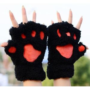 Vrouwen Winter Leuke Handschoenen Dames Meisjes Vingerloze Half Vinger Fleece Warme Wanten Handwarmer