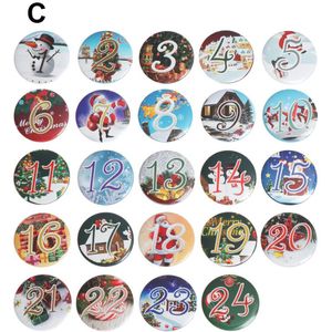 24Pcs Kerst Badges Advent Kalender Nummer Badge Diy Kerst Cadeau Metalen Labels Xmas Decor Xmas Ornament