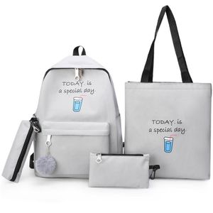 4 Set Rugzak Mode Vrouwen Rugzak Canvas Schoudertassen Afdrukken Meisje Schooltas Mochilas Vrouwelijke Kinderen Student Rugzakken