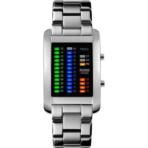 Binary Sport Horloges mannen Mode LED Horloge Elektronische Silver Tungsten Black Steel Klok Waterdichte Outdoor COOL Man Horloge