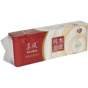 Household Paper Roll Original Wood Pulp Fine And Soft Without Fluorescent Agent Water Absorption Is Stronger 12 Pcs