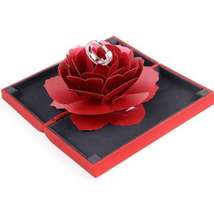 Mode Elegante Ringen Box Wedding Engagement Ring Rose Bloem Geschenkdozen 3D Vintage Voor Sieraden Display Opslag Houder