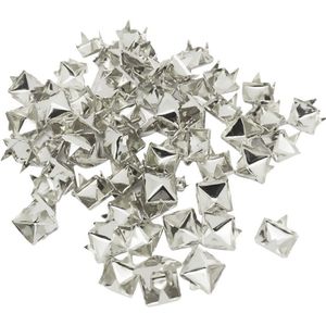 100Pcs 7 Mm Gold Piramide Studs Klinknagels Spots Spikes Naaien Kledingstuk Kleding Diy Punk Lederen Tassen Schoenen Goth-zilver/Goud