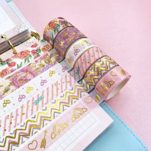 6 Stks/set Goudfolie Washi Tape Bloemen Bloemen & Strik Masking Tape Briefpapier Scrapbooking Huis & Tuin Deco Tape