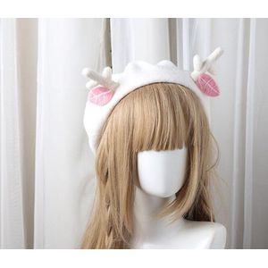 Winter Kerst Herten Gewei Baret Leuke Lolita Japanse Wollen Blend Top Hat Cap