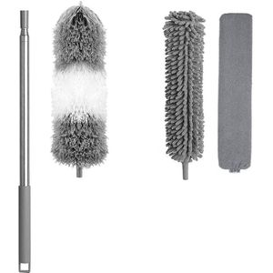 Telescopische Stofdoek Extra Lange Uitschuifbare Met Wasbare Microvezel Borstels Hoofden Buigbare Stofdoek Bezem Voor Het Verwijderen Van Stof