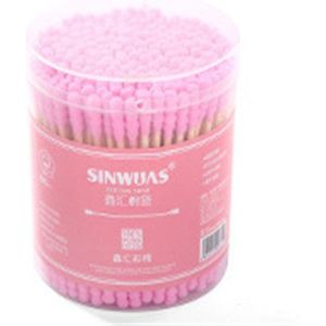 200Pcs Draagbare Zachte Dual-Head Wattenstaafje Stok Bamboe Handvat Hygiëne Care Snoep Kleur Draad Dubbele Kop wattenstaafje