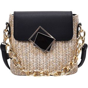 Bohemian Zomer Stro Emmer Tas Voor Vrouwen Handgemaakte Ketting Crossbody Schoudertassen Reizen Portemonnees En Handtassen