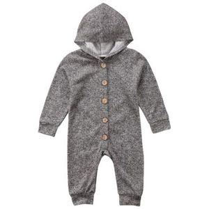 Kids Baby Jongen Meisje Baby Romper Jumpsuit Donkergrijs Lange Mouwen Hooded Kleding Trui Outfit