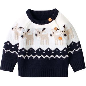 Christmas Baby Boy Meisjes Trui Ronde Hals Lange Mouw Losse Trui Met Elanden Patroon Voor Lente En Winter