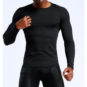 Casual Shirts Mannen Compressie Zwarte Lange Mouwen T-shirts Mannelijke Fitness Bodybuilding Huid Panty Snel Droog Elastische Gym Sport Tops