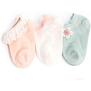 3 Paar Antislip Pasgeboren Baby Sokken Herfst En Winter Katoen Kinderen Vloer Boot Sokken Kant Voet sok