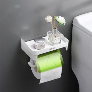 Aan de muur gemonteerde dubbellaagse toiletrolhouder Houtnerf Aan de muur gemonteerde dubbellaagse toiletrolhouder Houtnerf