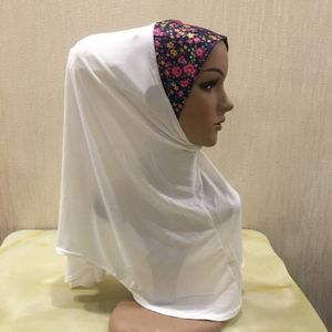 H109 Medium Size 70*60 Cm Moslim Amira Hijab Met Prints Pull Op Islamitische Sjaal Head Wrap bid Sjaals