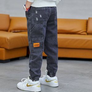 Yourseason Kids Jeans Broek Voor Jongen Katoen Lente 2022 Tiener Denim Jogger Broek Mode Kinderen Losse Lange Cargo Broek