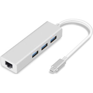 GOOJODOQ USB C Ethernet Rj45 Lan Adapter 3 Port USB Type C Hub 10/100/1000 Mbps Gigabit ethernet USB 3.0 Network Card voor MacBook