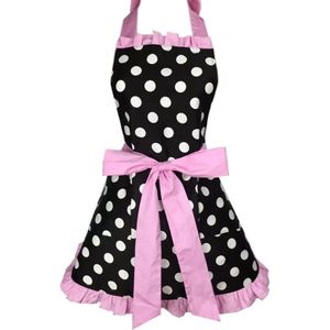 Mooie Sweetheart Retro Keuken Schorten Voor Vrouw Meisje Katoen Polka Dot Koken Salon Overgooier Vintage Schort Jurk Kerst Roze