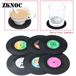 6Pcs Retro CD Record Servies Placemat Cup Mat Koffie Placemat Onderzetters Vinyl Coaster koffie Mok hittebestendig Cup keuken Mat