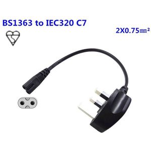 20 CM BS1363 UK HK 3pin man Plug iec 320 C7 vrouwelijke AC Korte Power Cord Kabel Adapter Lader Monitor 10A 250 V IEC320