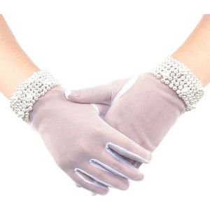 In Voorraad Doorschijnende Vinger Bruid Handschoenen Vrouwen Bruiloft Accessoires Parel Trouwjurk Bruid Handschoen