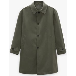 2022 Lente Herfst Mannen Mode Technische Stof Mid-Lengte Trenchcoat Eenvoudige Kaki Revers Single-Breasted Waterdichte Bovenkleding