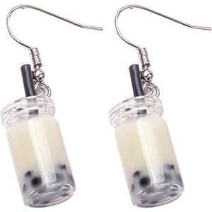 2 Stuks Grappige Parel Melk Thee Oorbellen Taiwan Boba Bubble Tea Grappige Dangle Oorbellen Voor Vrouwen Meisje Kinderen Sieraden HTML1